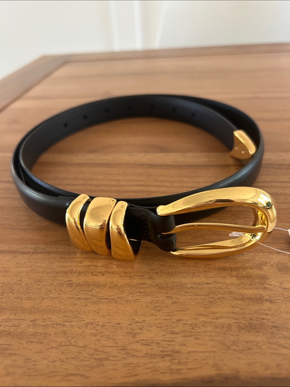 NWT Madewell Triple Metal Keeper Leather Belt Black - M